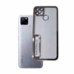 Realme C25 / Realme C12 Back Cover | Clear Shockproof Case with Ring Grip Stand & Camera Safety Design
