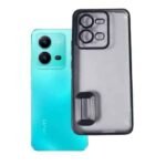 Vivo V25 Back Cover | Transparent Shockproof Case with Ring Holder Stand & Camera Protection
